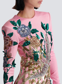 Embroidered short dress - Pale Pink & Multicolor