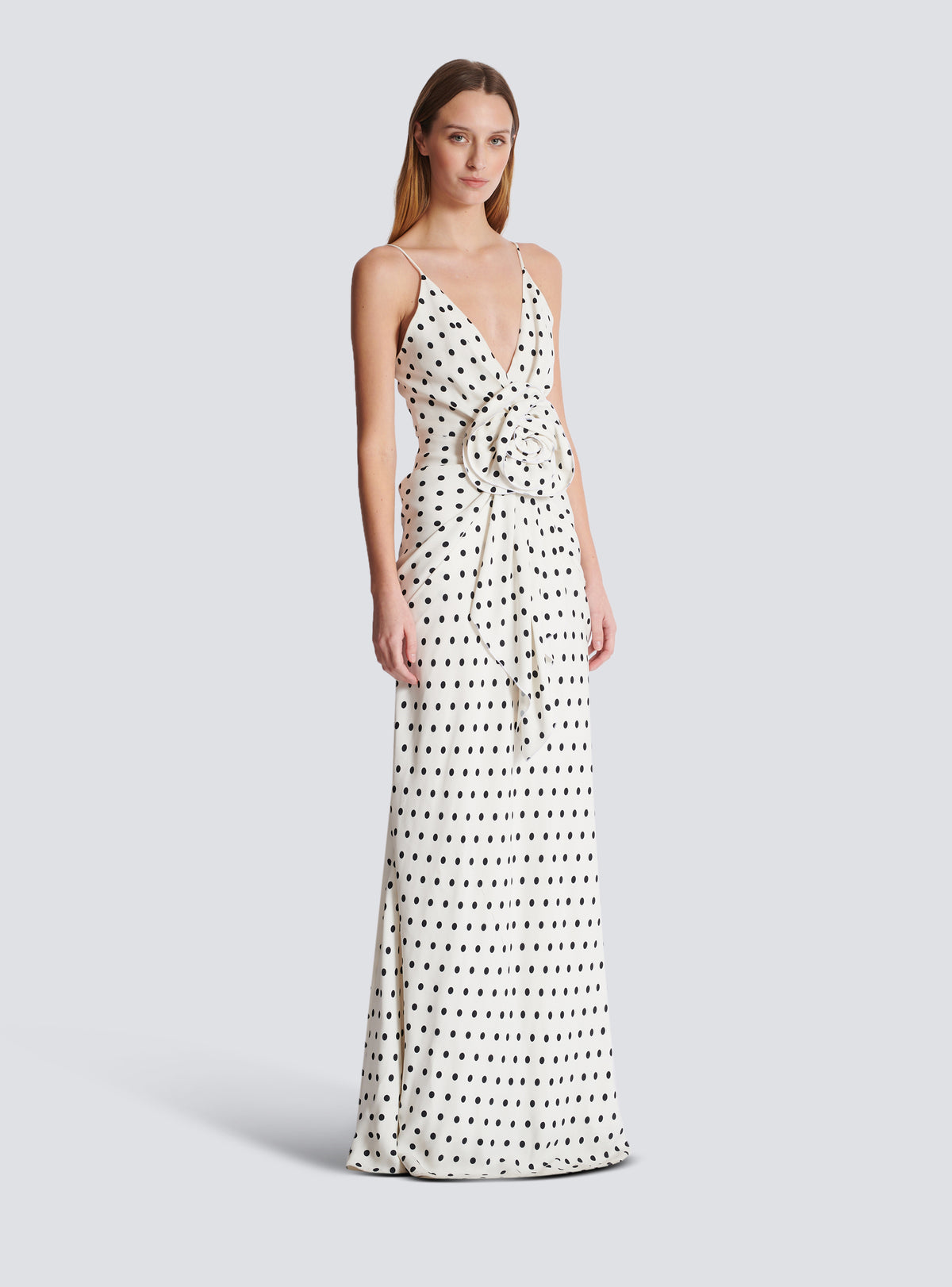 Robe longue imprimée polka dots - Blanc & Noir