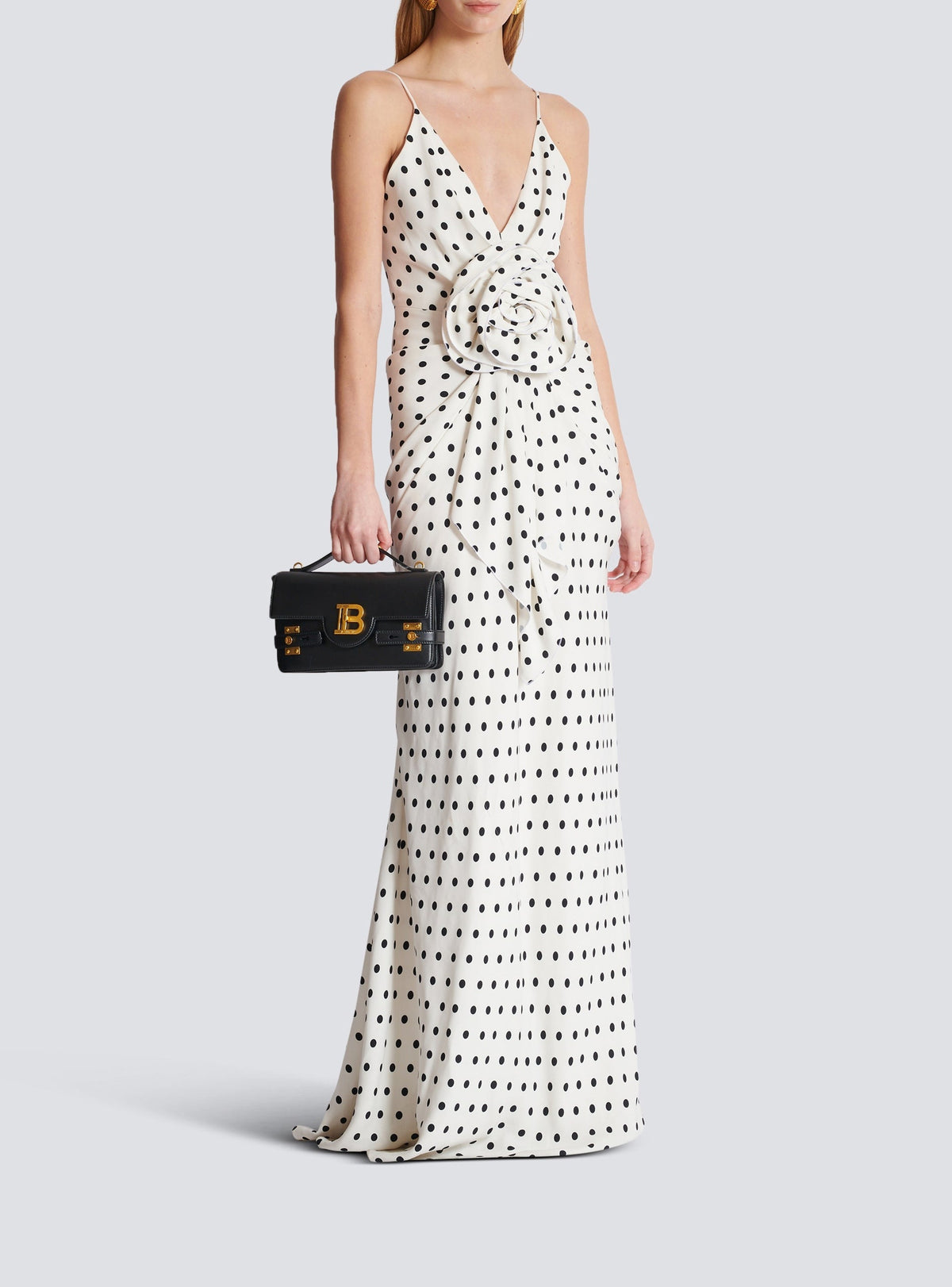 Robe longue imprimée polka dots - Blanc & Noir