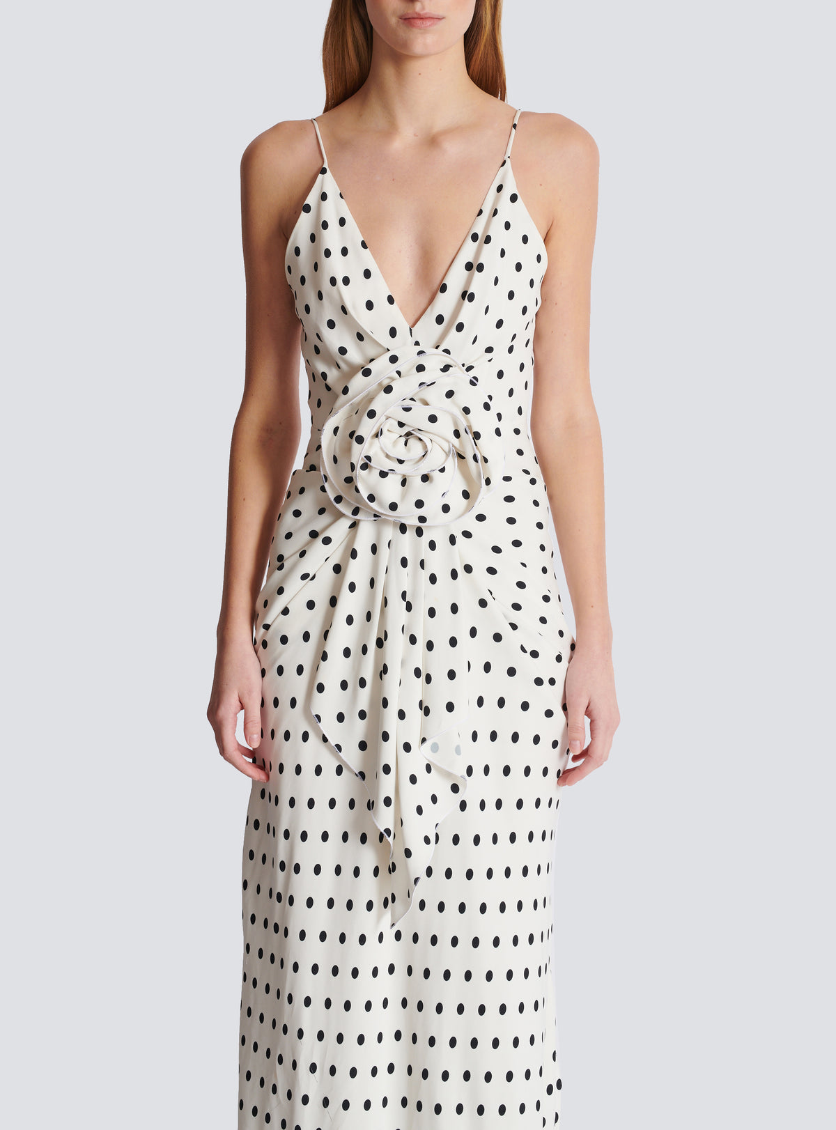 Robe longue imprimée polka dots - Blanc & Noir