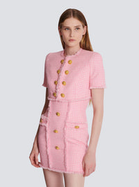 Veste en tweed vichy - Blanc & Rose