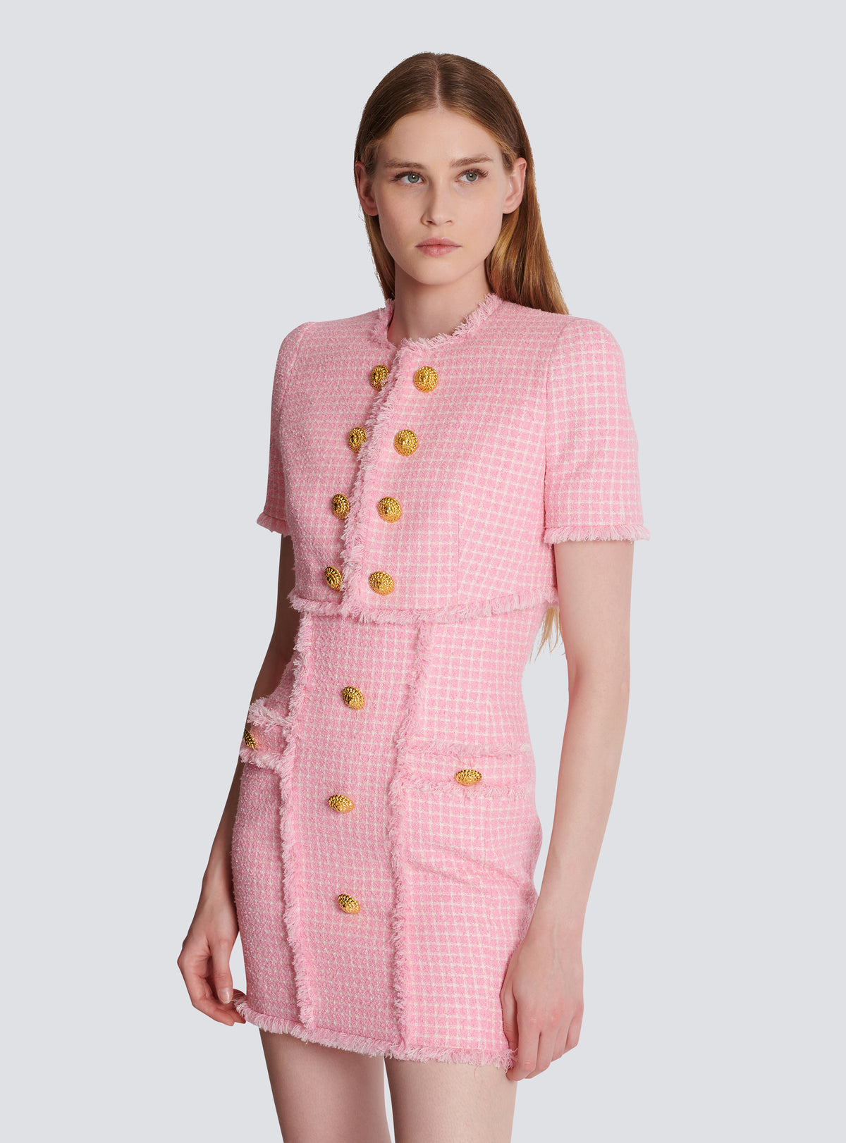 Veste en tweed vichy - Blanc & Rose