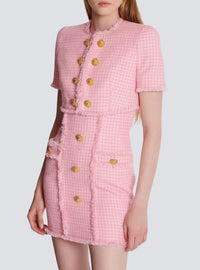 Veste en tweed vichy - Blanc & Rose