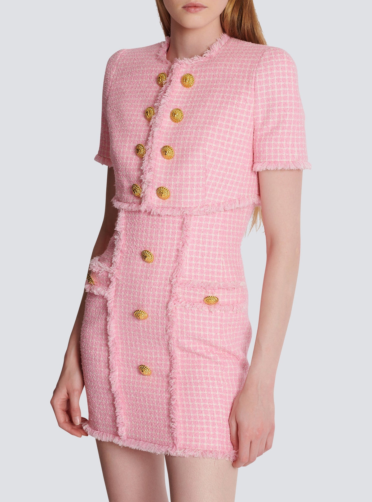 Veste en tweed vichy - Blanc & Rose