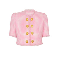 Veste en tweed vichy - Blanc & Rose