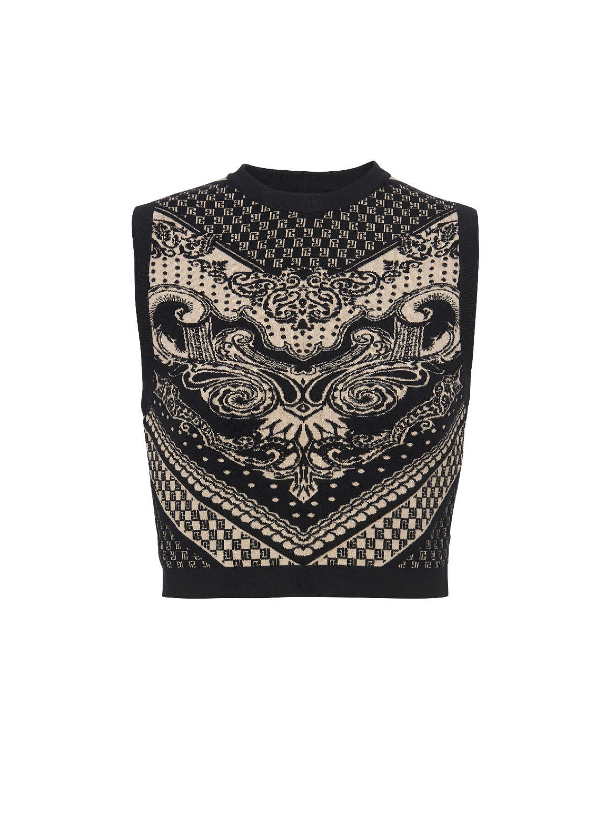 Débardeur en maille monogramme et paisley - Ivoire & Noir