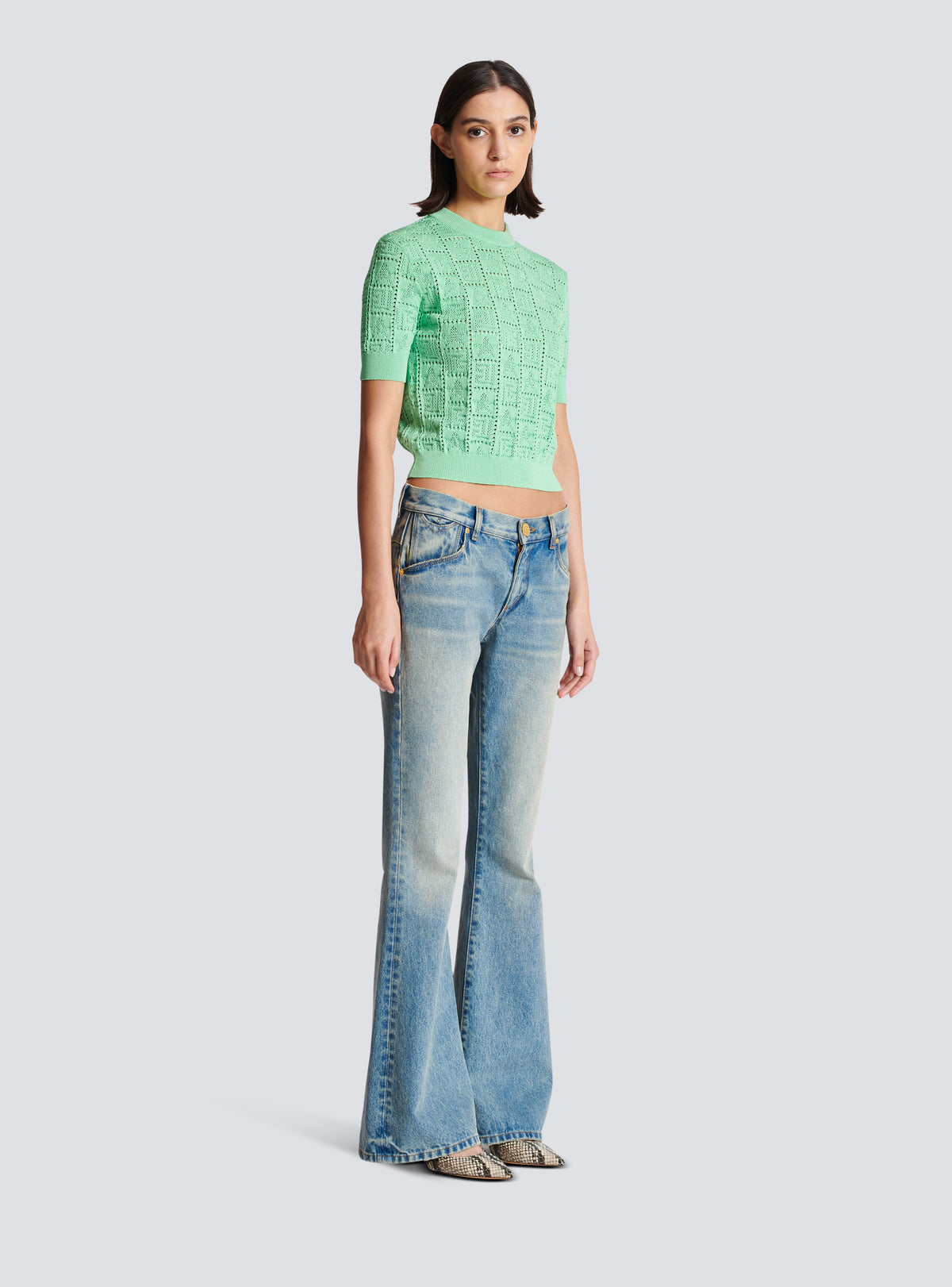 Pull en maille monogramme - Vert D'Eau
