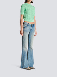 Pull monogramme en maille - Vert D'Eau