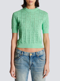 Pull en maille monogramme - Vert D'Eau