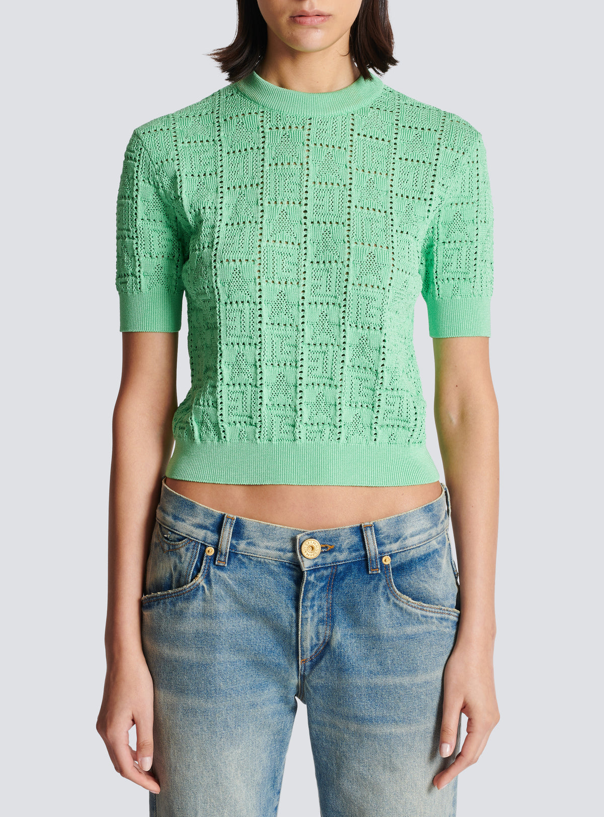 Pull en maille monogramme - Vert D'Eau