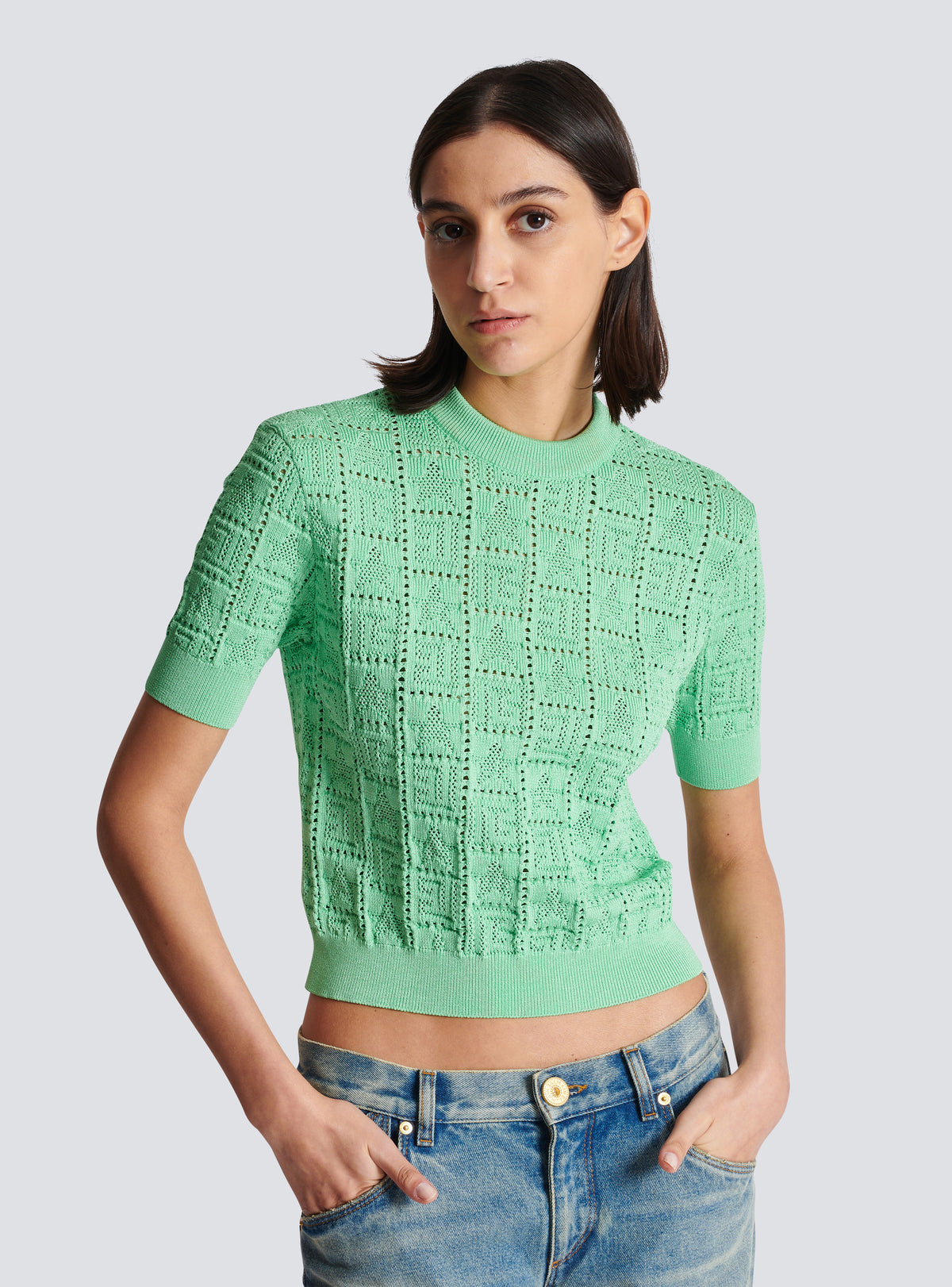 Pull en maille monogramme - Vert D'Eau
