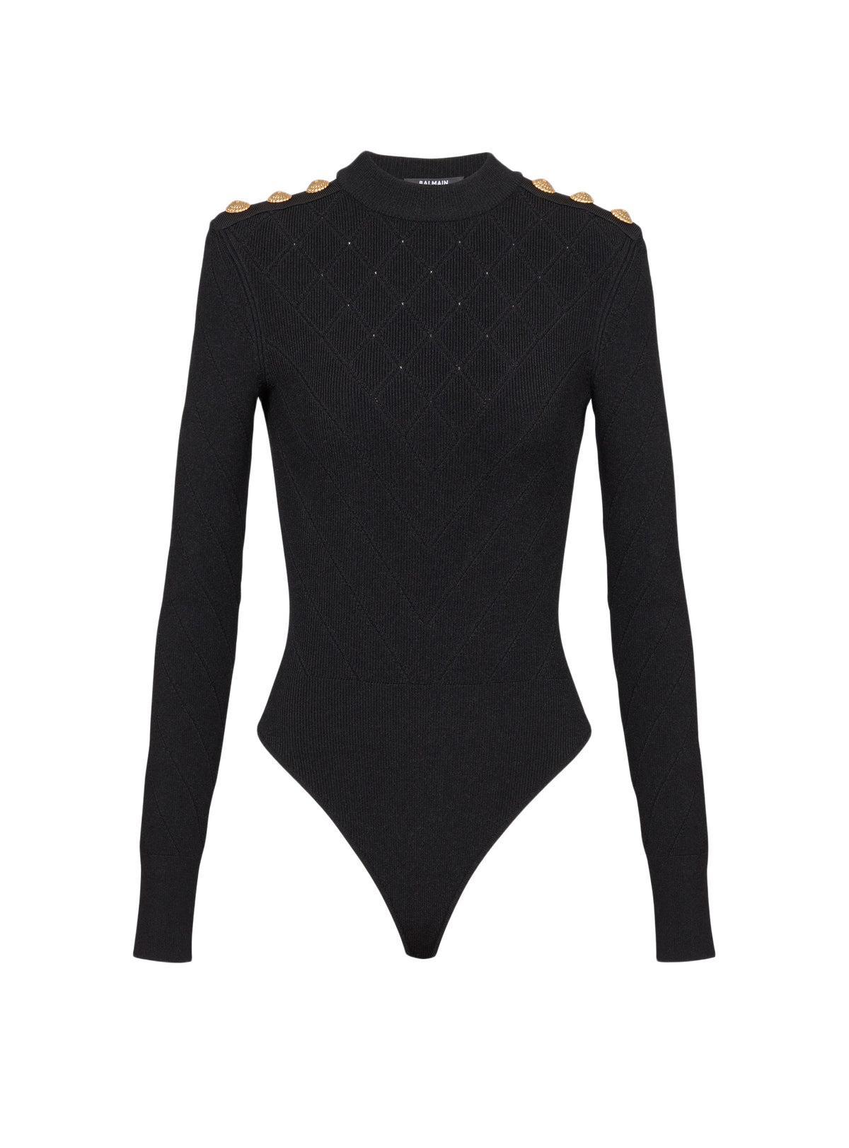 Top 6 boutons en tricot à dos ouvert - Noir