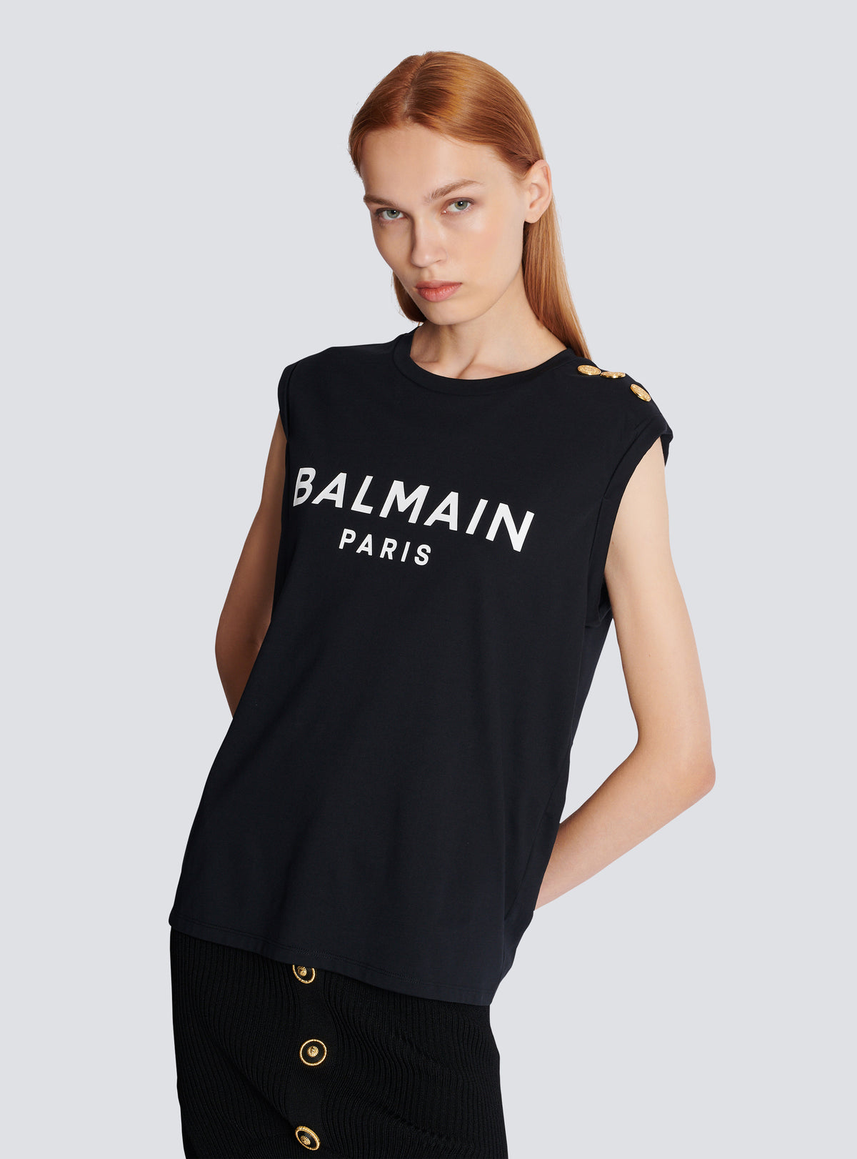 Débardeur imprimé balmain paris - Noir & Blanc
