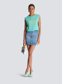 Débardeur imprimé balmain paris - Menthe &  Jaune Citron