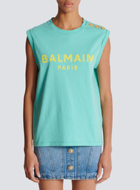 Débardeur imprimé balmain paris - Menthe &  Jaune Citron