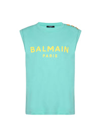 Débardeur imprimé Balmain Paris - Menthe & Jaune Citron