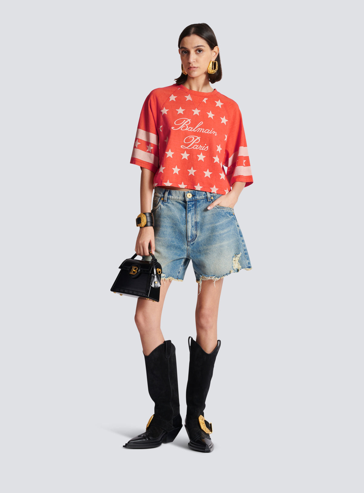 T-shirt balmain signature étoiles - Coquelicot & Crème