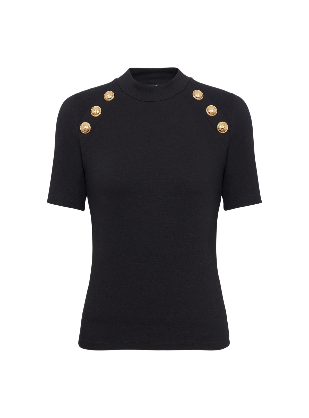 T-shirt 6 boutons en maille - Noir