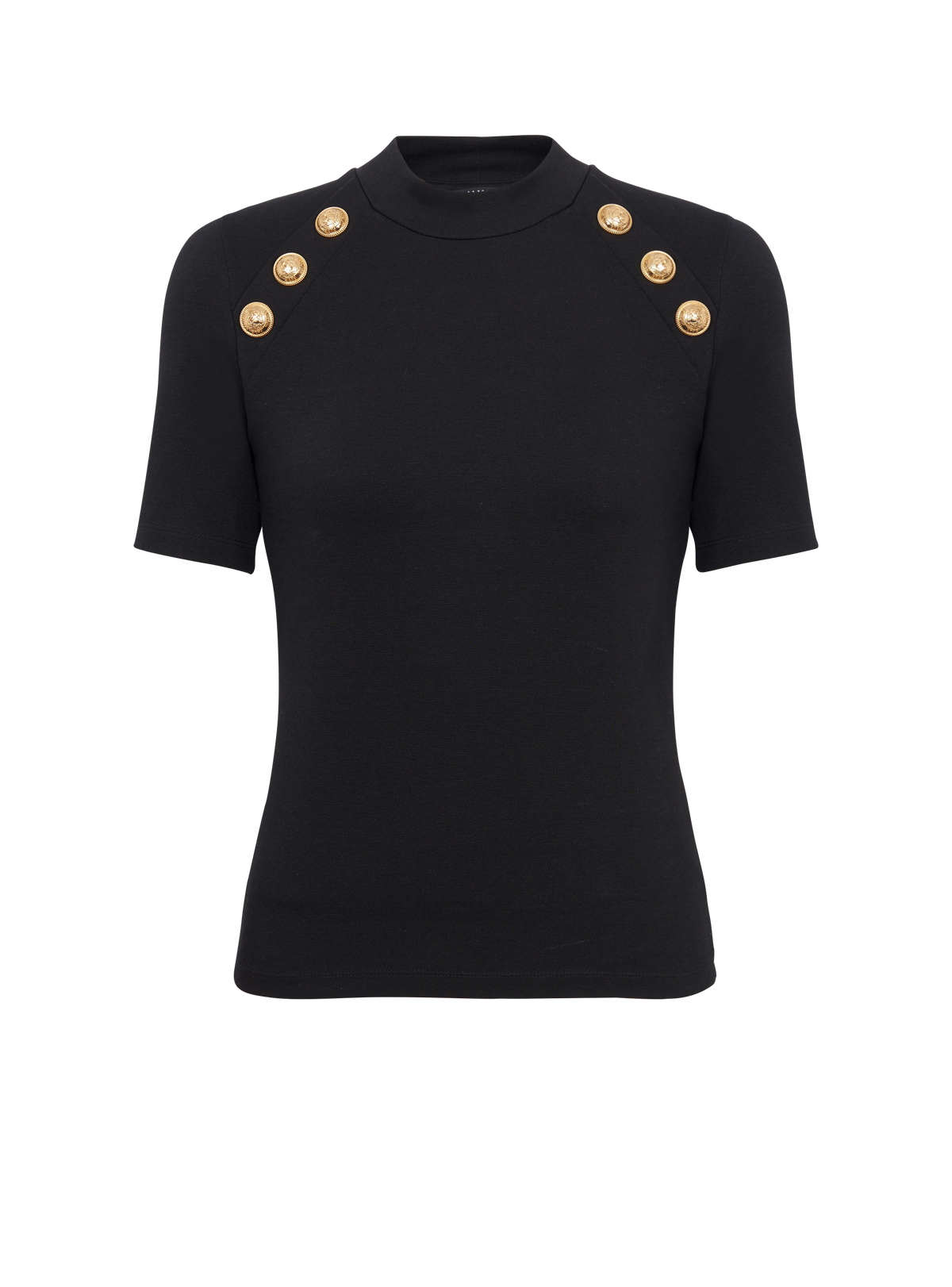 T-shirt 6 boutons en maille - Noir
