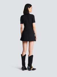 T-shirt 6 boutons en maille - Noir