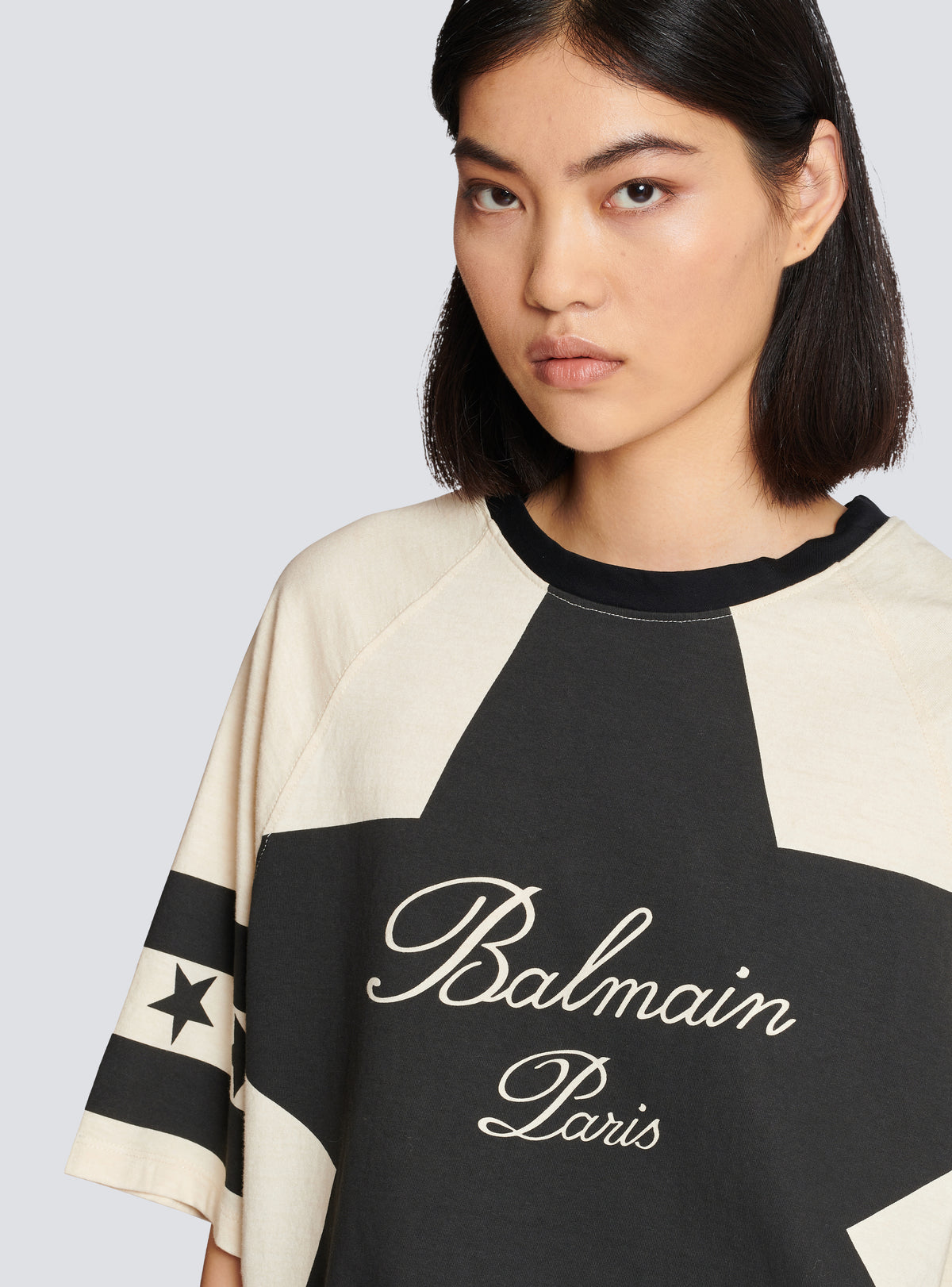 T-shirt balmain signature étoiles - Blanc