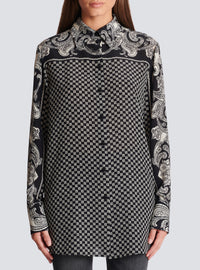 Chemise en soie à imprimé paisley et mini monogramme - Noir & Ivoire