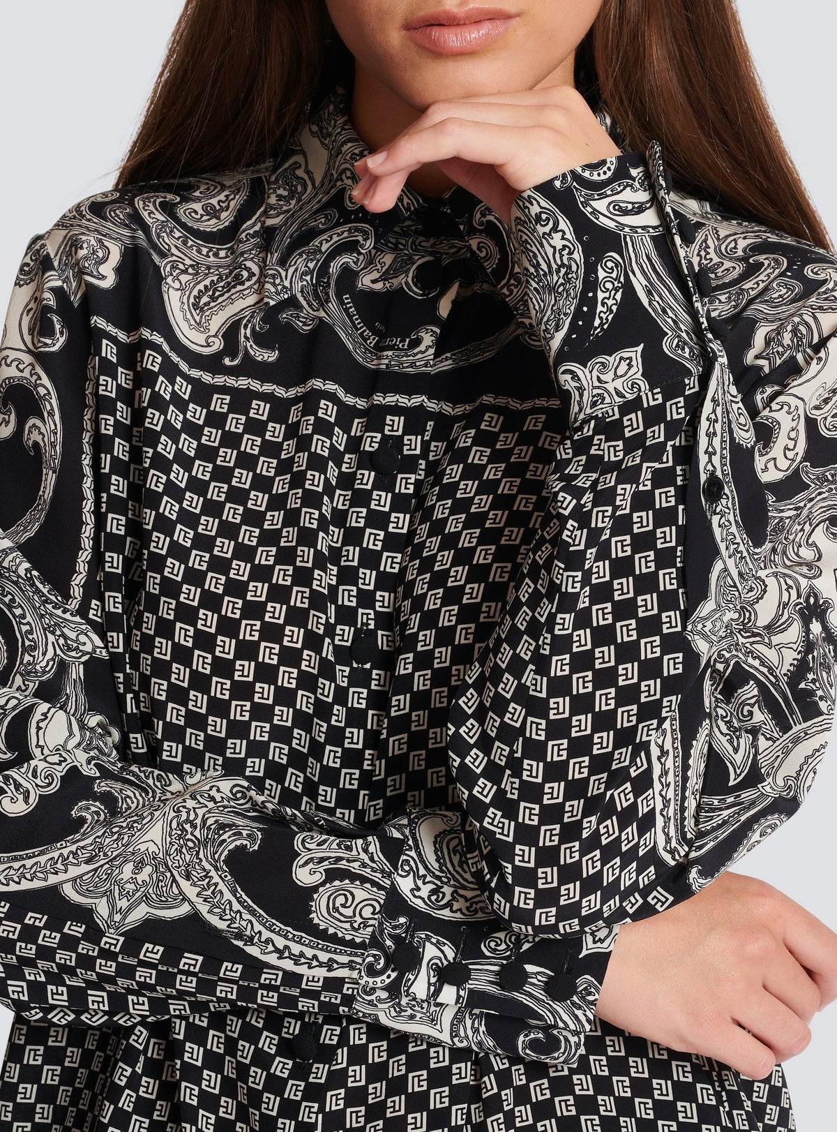 Chemise à imprimé paisley en soie - Noir & Ivoire