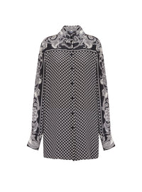Chemise en soie à imprimé paisley et mini monogramme - Noir & Ivoire