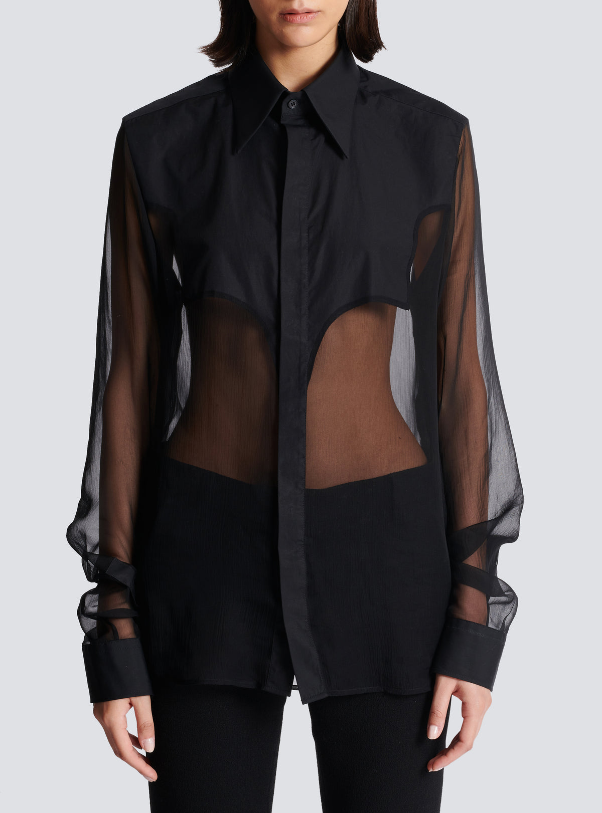 Chemise western en soie - Noir
