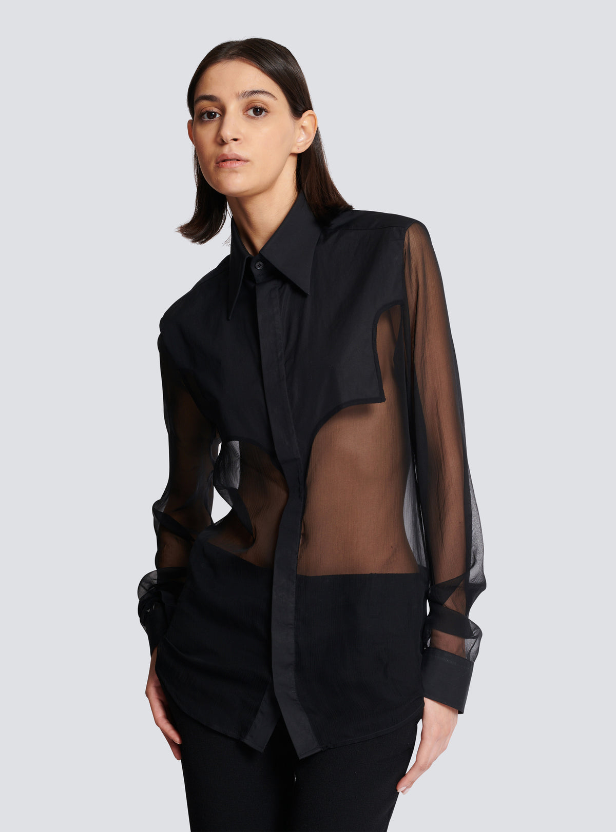 Chemise western en soie - Noir