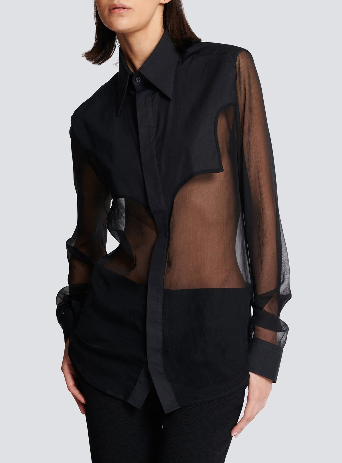 Chemise western en soie - Noir