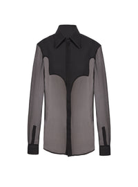 Chemise western en soie - Noir