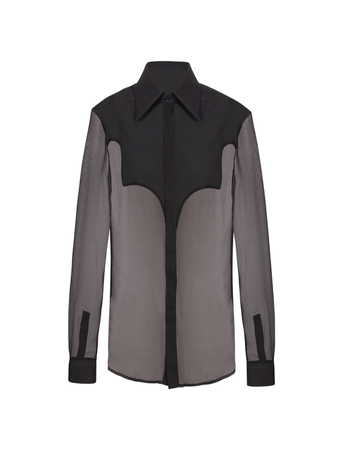 Chemise western en soie - Noir