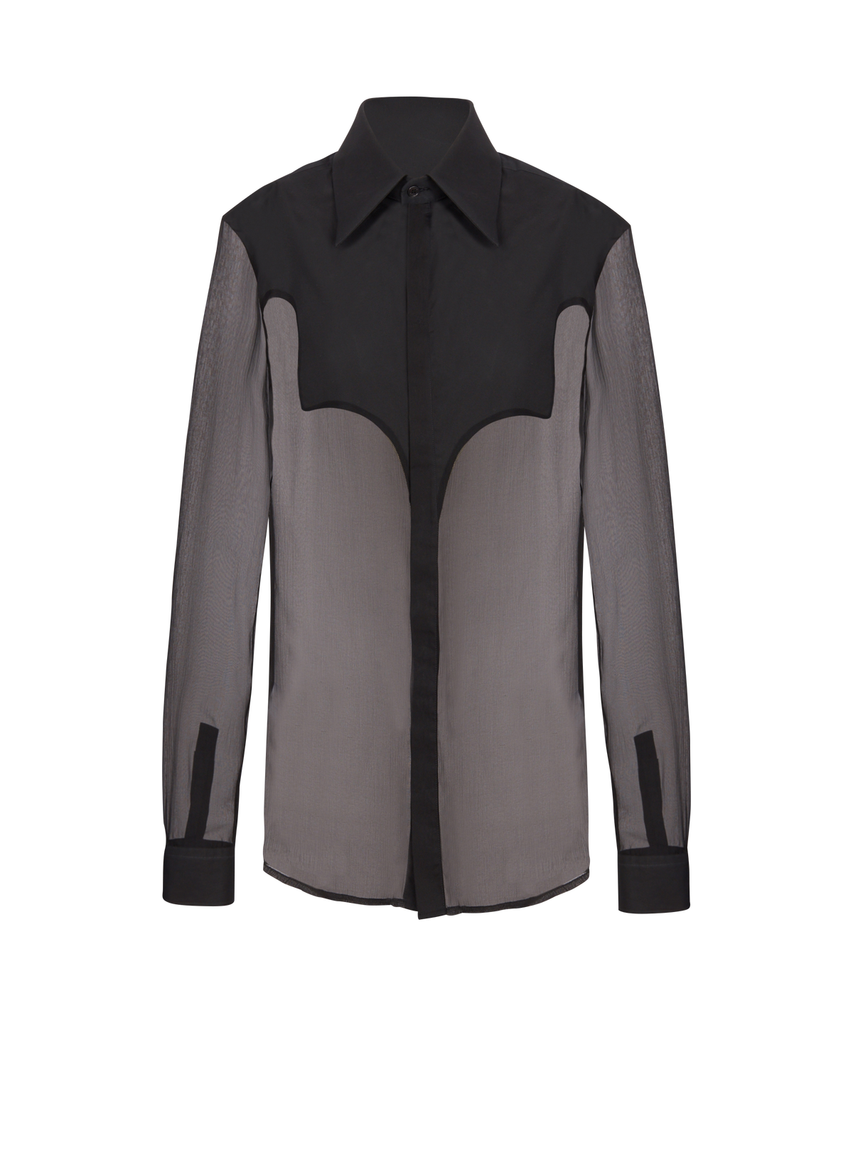 Chemise western en soie - Noir