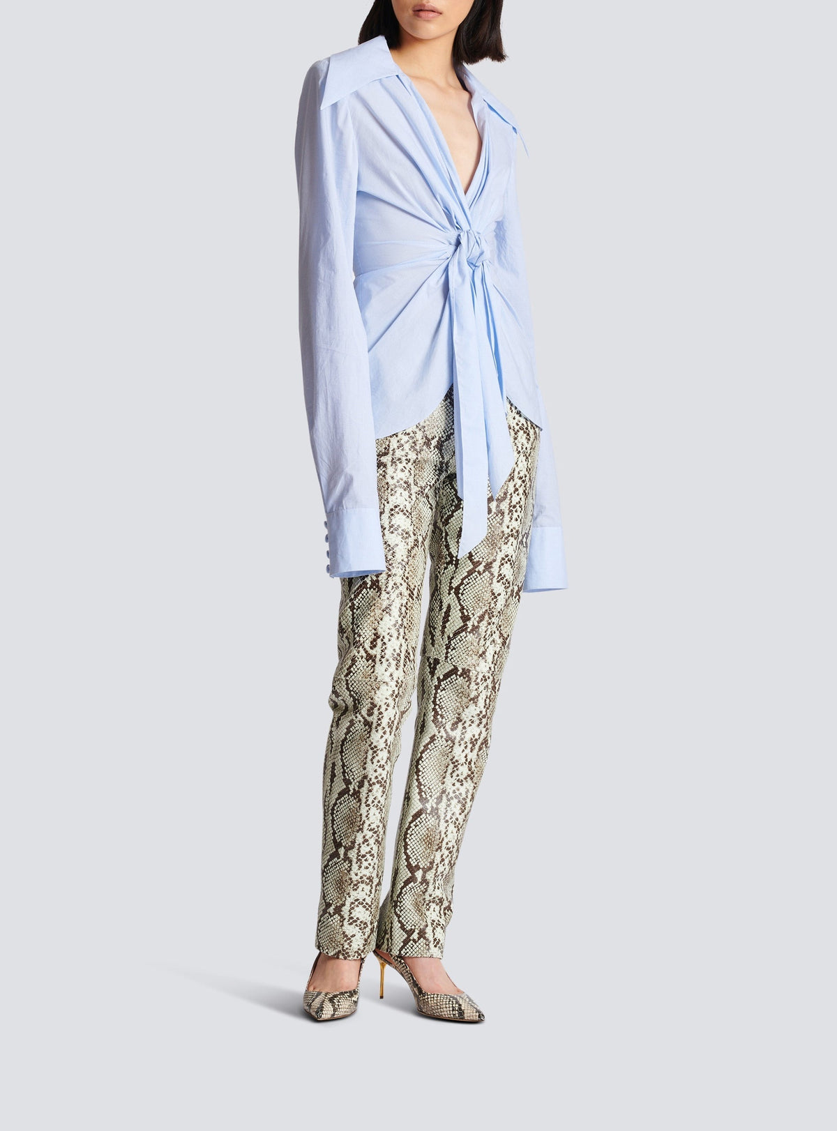 Chemise nouée Vichy - Bleu Pâle & Blanc
