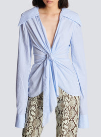 Chemise nouée Vichy - Bleu Pâle & Blanc