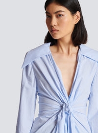 Chemise nouée vichy - Bleu Pâle & Blanc