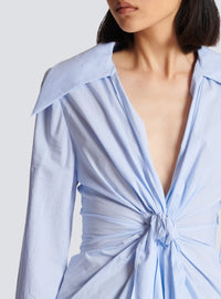 Chemise nouée Vichy - Bleu Pâle & Blanc
