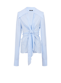 Chemise nouée vichy - Bleu Pâle & Blanc