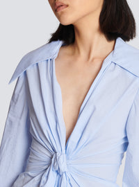 Chemise nouée vichy - Bleu Pâle & Blanc