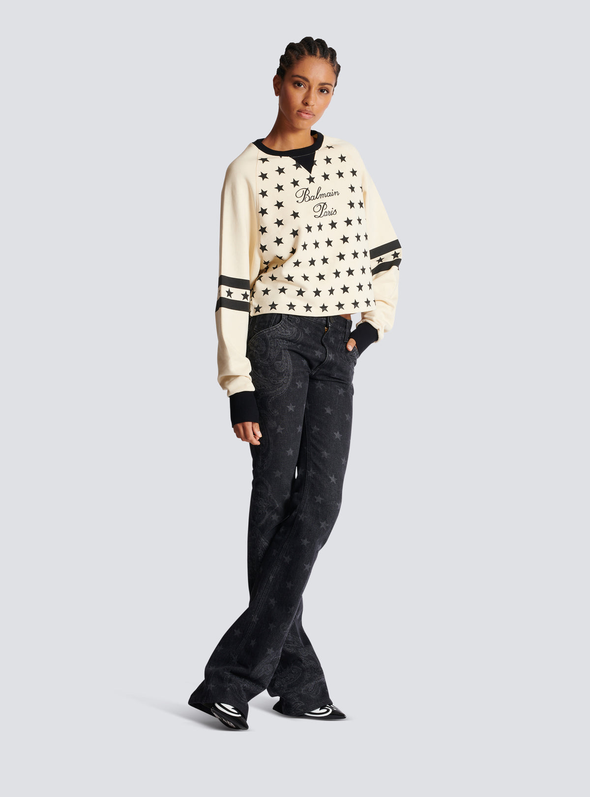 Sweat-shirt balmain signature étoiles - Blanc