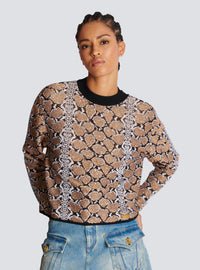 Pull en maille python - Noir & Camel & Blanc