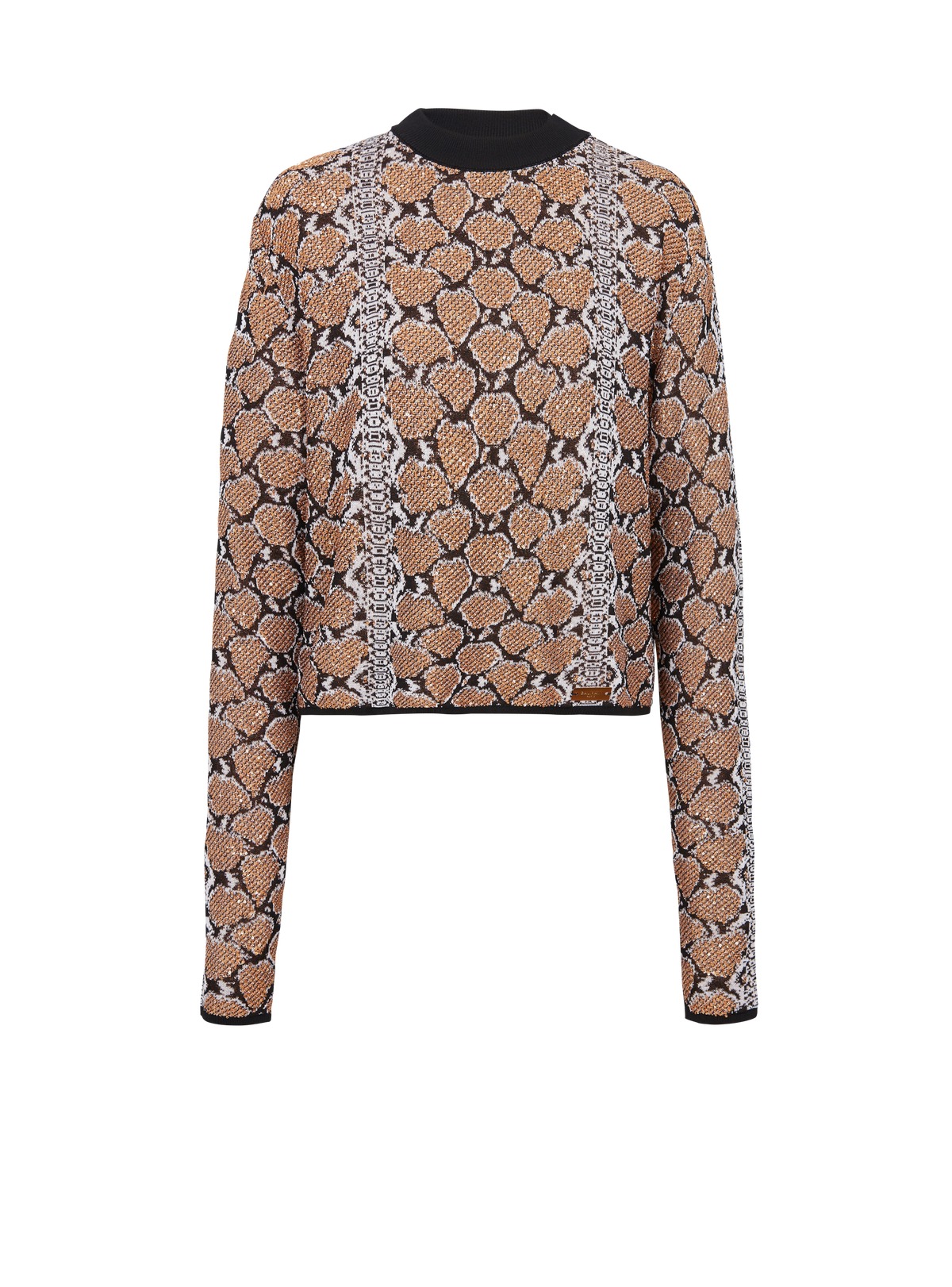 Pull en maille python - Noir & Camel & Blanc
