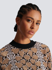 Pull en maille python - Noir & Camel & Blanc