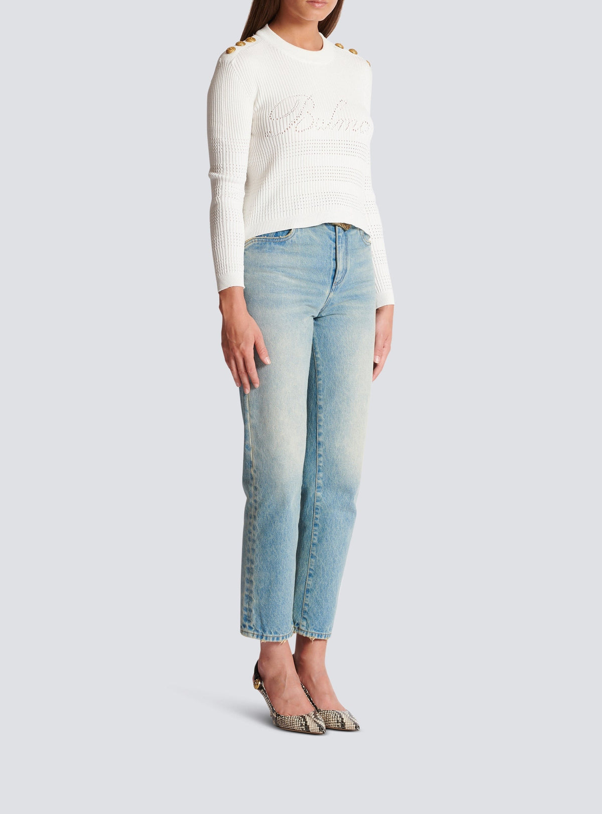 Pull signature en maille - Blanc
