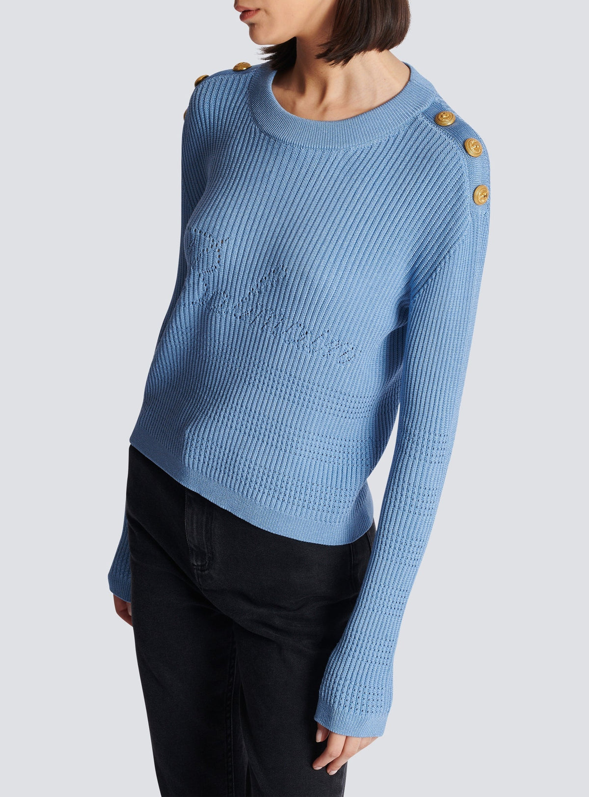 Pull signature en maille - Bleu Pâle
