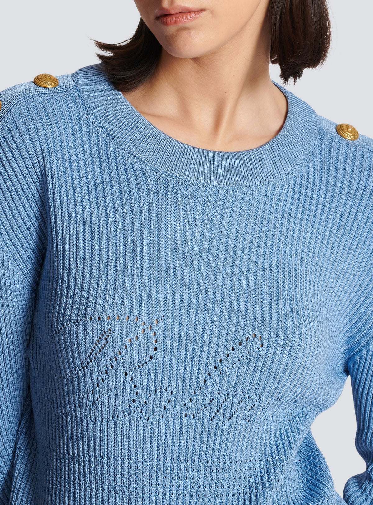 Pull signature en maille - Bleu Pâle