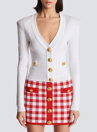 Cardigan en maille à boutons - Blanc