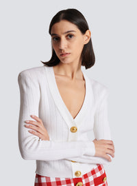 Cardigan en maille à boutons - Blanc