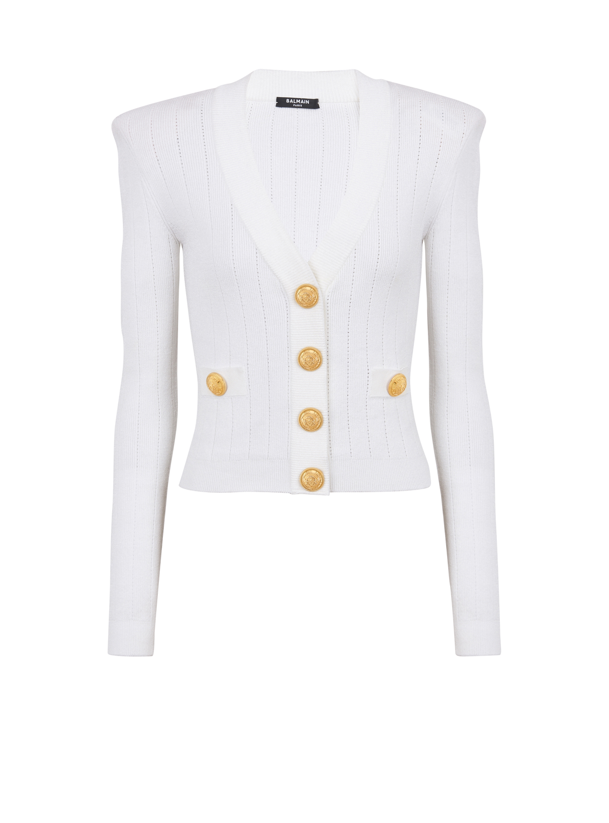 Cardigan en maille à boutons - Blanc